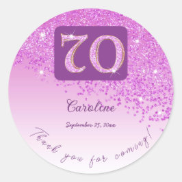 フォールピンクグリッター70誕生日感謝してい ラウンドシール