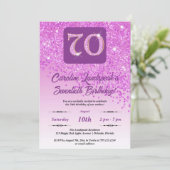 フォールピンクグリッター70th誕生日パーティー 招待状 (スタンド正面)