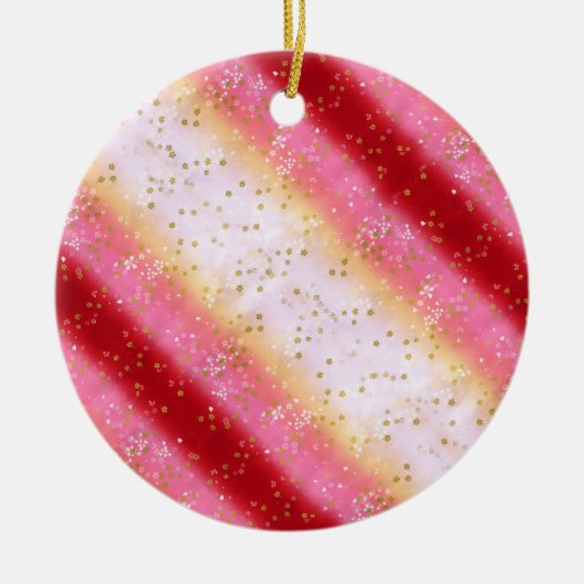 フォールピンク桜サンライズ セラミックオーナメント (正面)