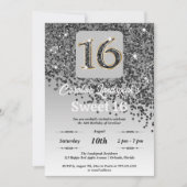 フォールブラックグリッタースウィート16誕生日 招待状 (正面)