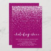 フォールリングスノーパープルホリデーパーティー招待状 招待状 (正面/裏面)