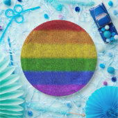 フォールレインボーグリッターグラデーション ペーパープレート (パーティー)