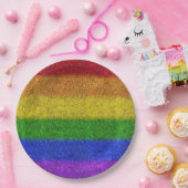 フォールレインボーグリッターグラデーション ペーパープレート (パーティー)