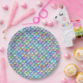 フォールレインボーバブルマーメイドはかりで測 ペーパープレート (パーティー)