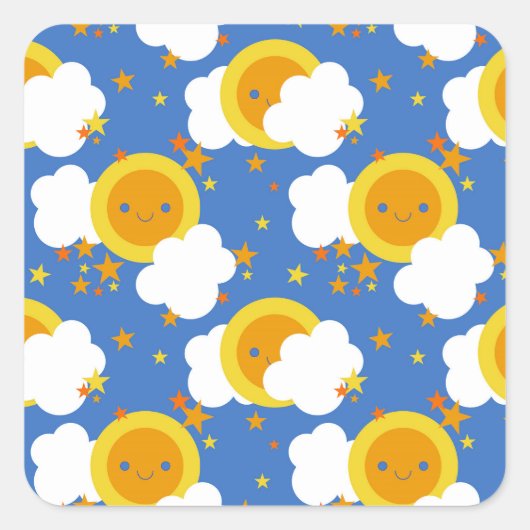 フォールンかわいいムーン,星,太陽 スクエアシール (正面)