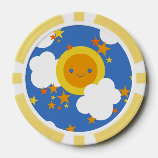 フォールンかわいいムーン，星，太陽 ポーカーチップ (正面)