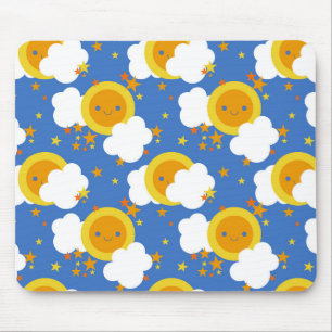 フォールンかわいいムーン,星,太陽 マウスパッド