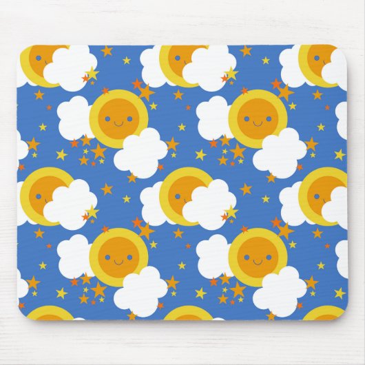 フォールンかわいいムーン，星，太陽 マウスパッド (正面)