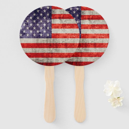 フォールンアンティークアメリカ国旗 ハンドファン (正面&裏面)