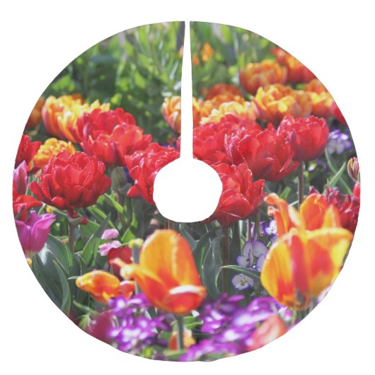 フォールンフローラクリムゾン ブラッシュドポリエステルツリースカート (正面)