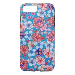フォールンブルーのカスケードフローラChirimen iPhone 8 Plus/7 Plusケース