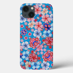 フォールンブルーのカスケードフローラChirimen iPhone 13ケース