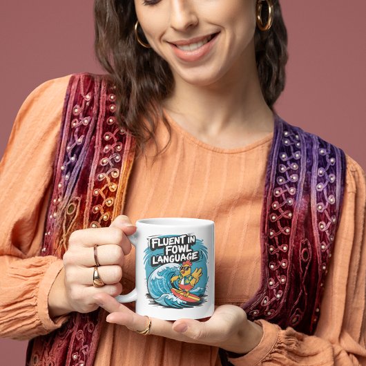 フォール語の雄鶏のサーフィンに流クールちょうな コーヒーマグカップ