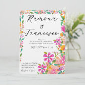 『フォール・フォー・ユー』水彩花イラストのウェディング招待状 招待状 (スタンド正面)