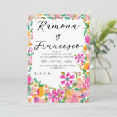 『フォール・フォー・ユー』水彩花イラストの結婚式招待状 招待状 (スタンド正面)