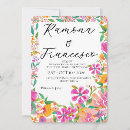 『フォール・フォー・ユー』水彩花イラストの結婚式招待状 招待状