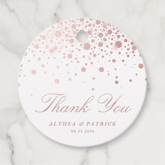 フォーローズゴールドフォイルコンフェッティドットサンキュー フェイバータグ (正面)