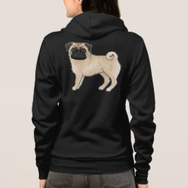 フォーンのコートカラーのパグ犬のイラスト パーカ
