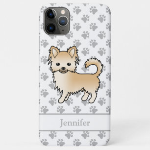 フォーンロングコートチワワのキャラクターデザイン 犬 名前入り iPhone 11 PRO MAXケース