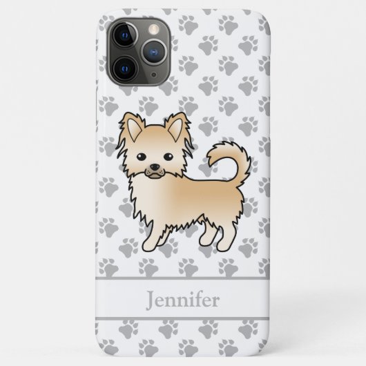 フォーンロングコートチワワのキャラクターデザイン 犬 名前入り Case-Mate iPhoneケース (裏面)