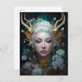 フォーン小妖精や小人ウーマンファンタジーアート ポストカード (正面/裏面)