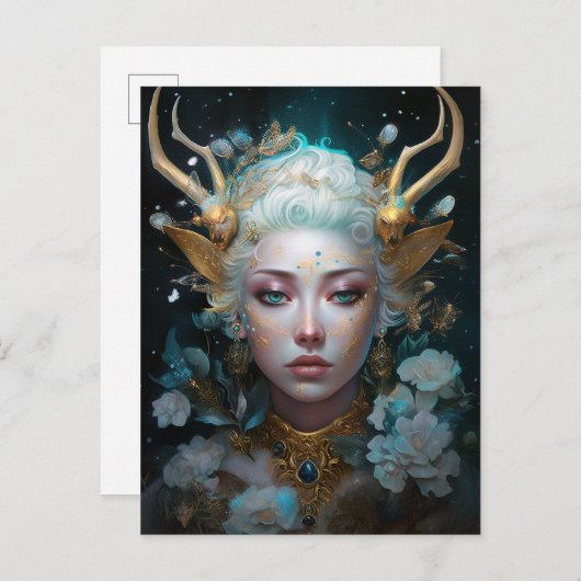 フォーン小妖精や小人ウーマンファンタジーアート ポストカード (正面/裏面)