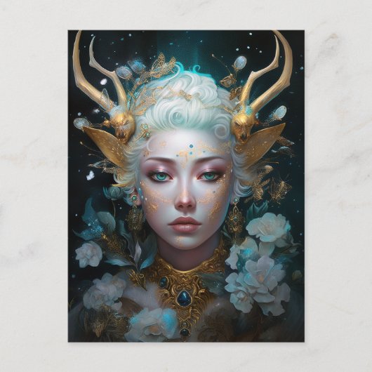 フォーン小妖精や小人ウーマンファンタジーアート ポストカード (正面)