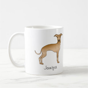フォーン イタリアン グレイハウンド かわいい カートゥーン 犬 名前入り コーヒーマグカップ