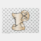 フォーン・カラーのハバニーズのイラスト キッチンタオル (横)