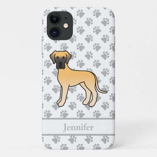 フォーン・グレートデーン かわいい漫画の犬と名前 Case-Mate iPhoneケース (裏面)