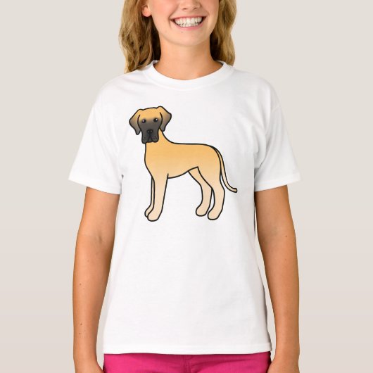フォーン・グレートデーン かわいい漫画の犬 Tシャツ (正面)