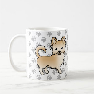 フォーン+ロングコート+チワワ+キャラクターデザインの犬と肉球 コーヒーマグカップ