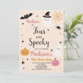 フォー不気味キッズハロウィーン誕生日招待状 招待状 (スタンド正面)