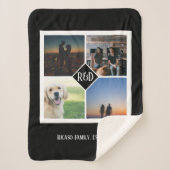 フォー写真テンプレートとモノグラムパーソナライズされた シェルパブランケット (正面)