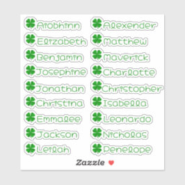 フォー葉ズクローバカスタムーマルチネーム シール