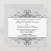 フォー輝くフォーマルヴィンテージ花盛り – 結婚式の招待 招待状 (正面/裏面)