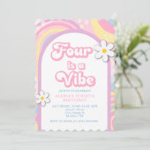 フォー は ヴァイブ グルーヴィー レトロ ガール パステル カラー 招待状 (スタンド正面)
