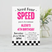 フォー スピード ガール 4歳の誕生日パーティー 招待状 (スタンド正面)