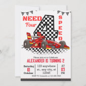 『フォー・スピード』レースカー誕生日ボーイ 招待状 (正面)