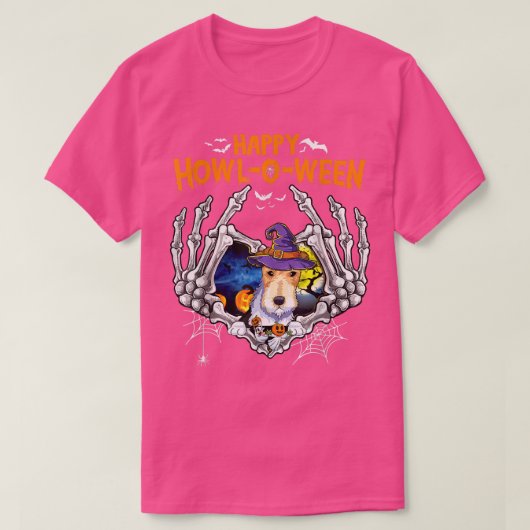 フォー テリア スケルトン ハート ハッピー ハウロウィン コスチューム Tシャツ (デザイン正面)