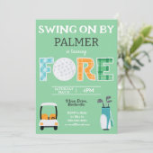フォー、4歳の誕生日スイングオンパーティー 招待状 (スタンド正面)