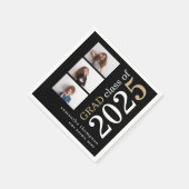 フォ数々のトホワイト金ゴールド文字ブラック2022卒業 スタンダードカクテルナプキン (角)