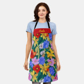 フカスタマイズリダカホ色彩の鮮やかラフラワーエプロン エプロン (着用した状態)