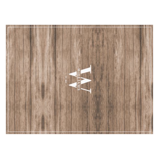 フカスタムァミリーネームモノグラ素朴ムファームハウスウッド テーブルクロス (正面(横))