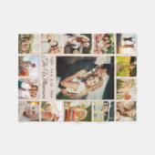 フカスタムァミリー名フォトコラージュモダン赤面ピンク フリースブランケット (正面(横))