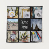 フカスタムァミリ写真と名前Instagram Collage タペストリー (正面)