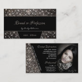 フカスタムォトまたはロゴブラックプラチナグリッタースパーク 名刺 (正面/裏面)