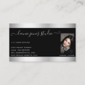 フカスタムォトまたはロゴ発光銀色グリッターブラック 名刺 (裏面)