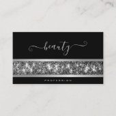 フカスタムォトまたはロゴ発光銀色グリッターブラック 名刺 (正面)