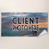 フカスタムォトクライアントのお客様とお客様の会社のロゴ ビーチタオル (正面)